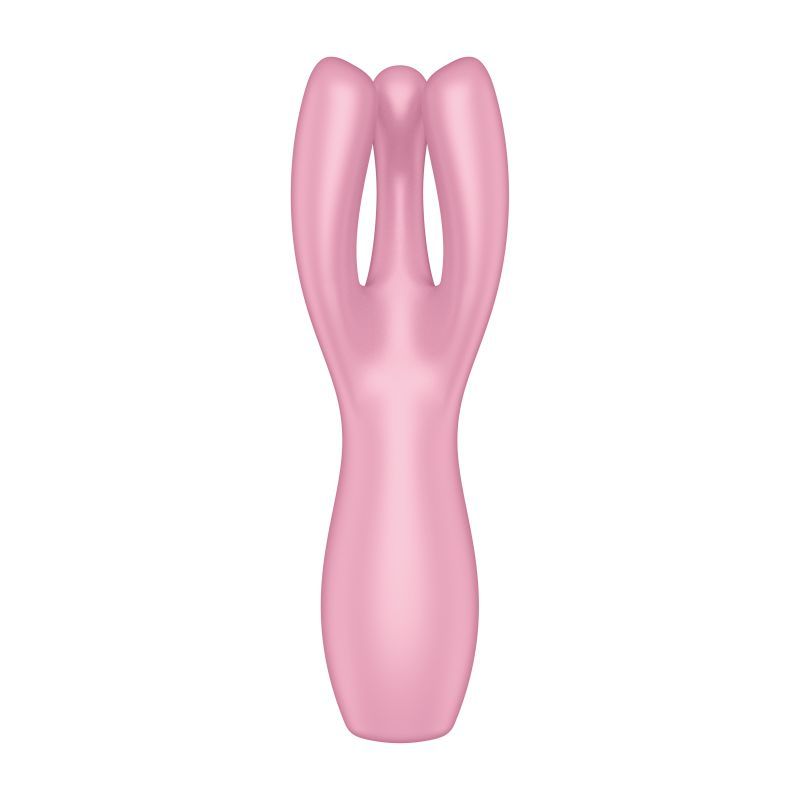 Satisfyer Threesome 3 lay-on vibrator for clitoral stimulation in pink, featuring flexible arms for targeted use.