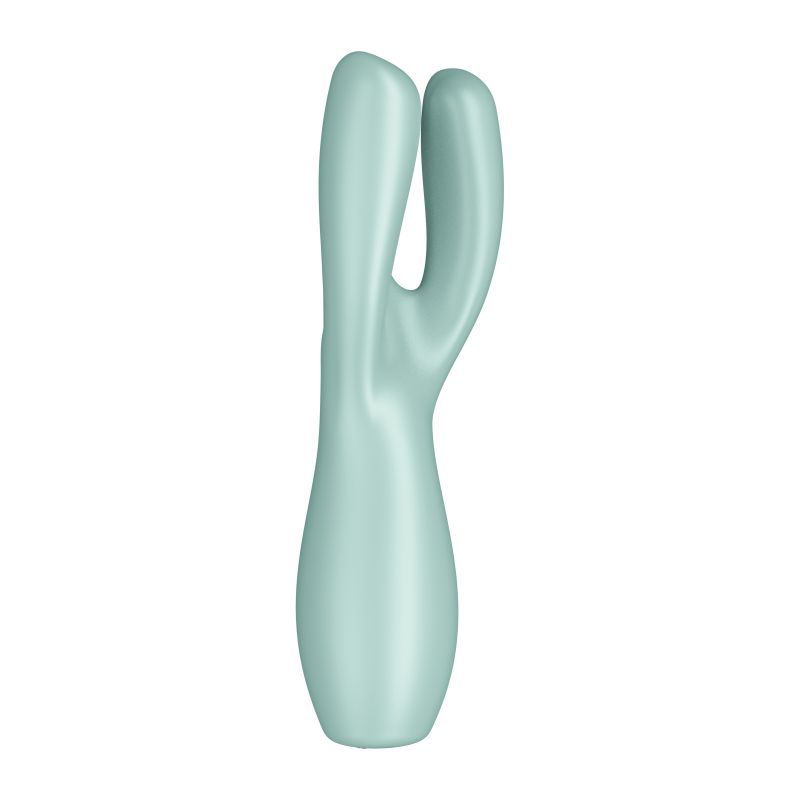 Satisfyer Threesome 3 lay-on vibrator for clitoral stimulation in mint color, designed for deep external stimulation.