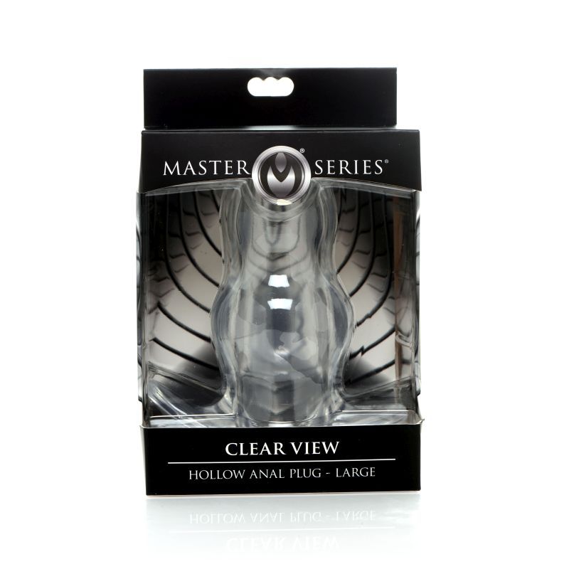 Clear View Hollow Anal Plug Large packaging showcasing a transparent design, perfect for anal exploration and visual stimulation.