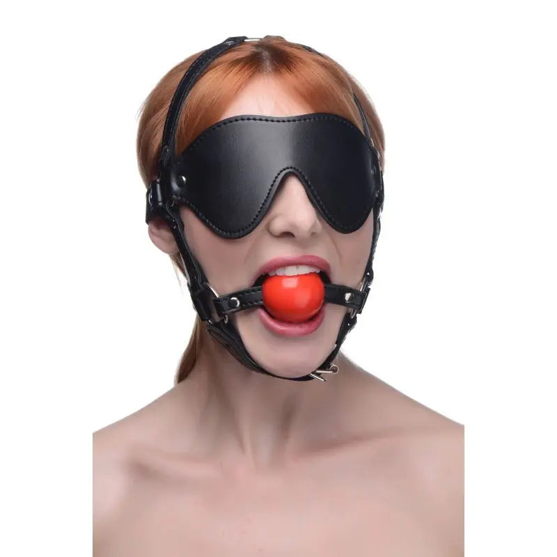 Blindfold Harness w Ball Gag Strict Discreet Intimate Essentials.