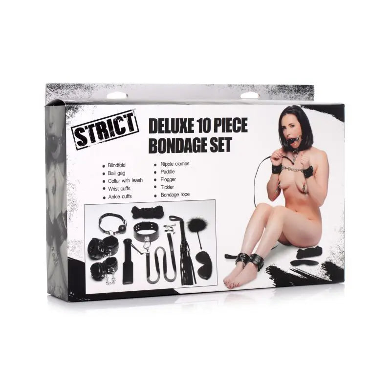 Deluxe 10 Pc Bondage Set Black Strict Discreet Intimate Essentials.