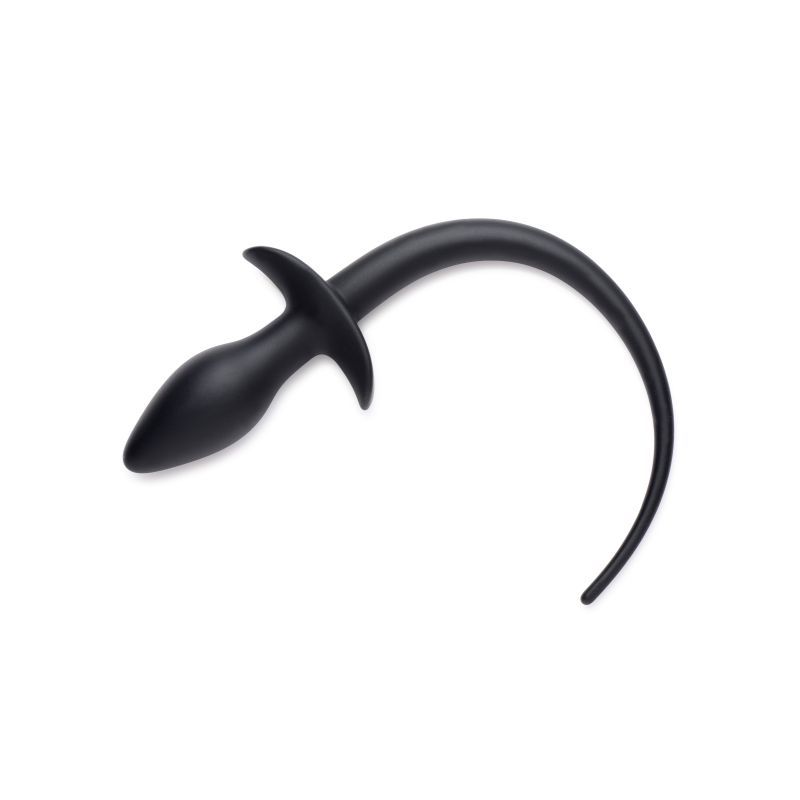 Puppy Play Set incl Gag, Plug and Collar Black - silicone tail butt plug designed for intimate play.