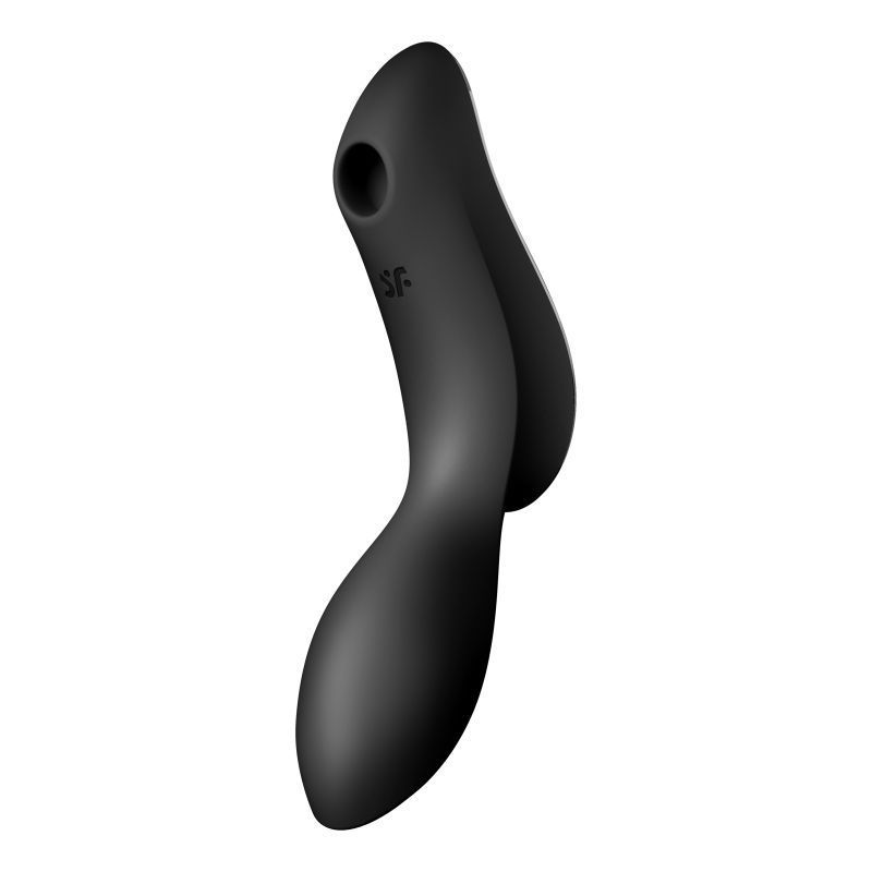 Satisfyer Curvy Trinity 2 Insertable Air Pulse Vibrator Black on display, showcasing its sleek design and functionality.