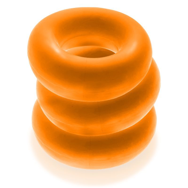Fat Willy 3 Pc Jumbo Cockrings in vibrant orange, designed for maximum grip and comfort.
