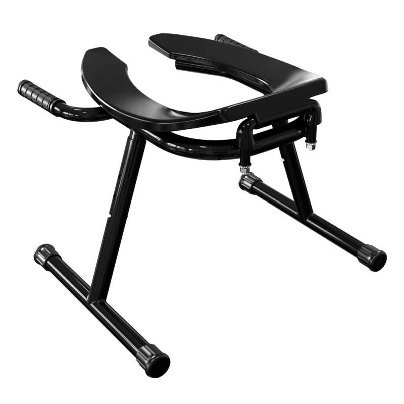 Brutus Rim Seat 2.0, sturdy black rim seat with handles for intense play, adjustable height, scratch resistant coating.