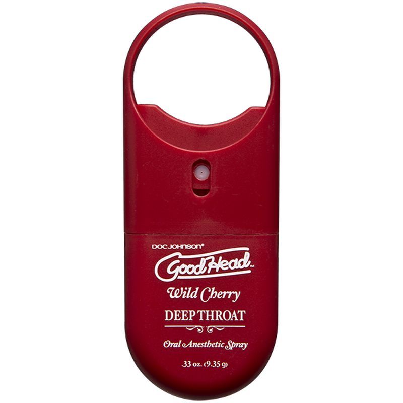 GoodHead To-Go Deep Throat Spray Wild Cherry 9ml in red packaging for easy travel and oral pleasure enhancement.