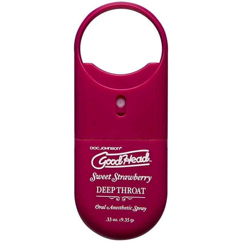 GoodHead To-Go Deep Throat Spray Sweet Strawberry 9ml bottle for intimate essentials and adult novelty use.