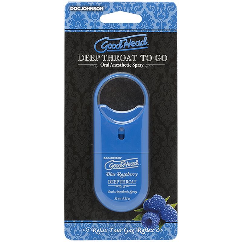 Affordable quality GoodHead To-Go Deep Throat Spray Blue Raspberry 9ml  from GoodHead by Discreet Intimate Essentials with Discreet Delivery 