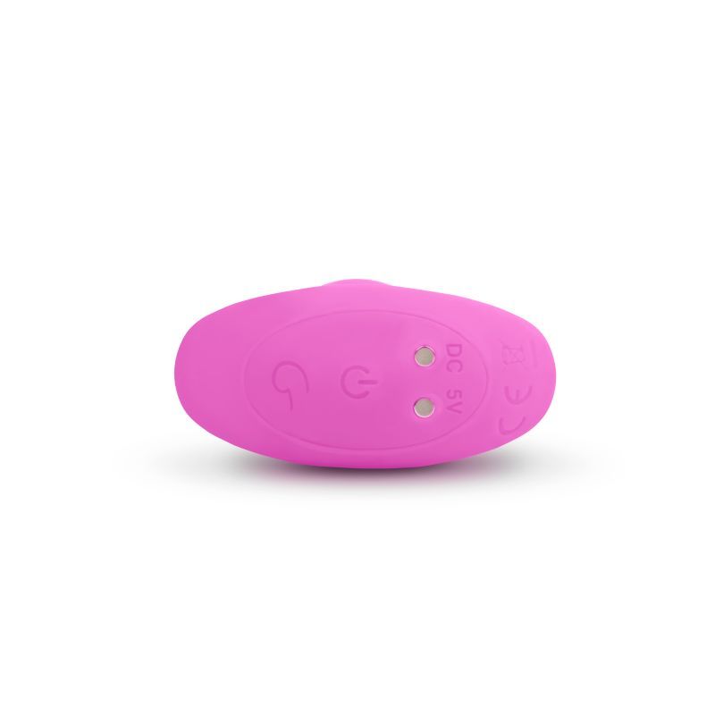 Gvibe Gplug XS pleasure plug in vibrant pink color, featuring control buttons for customizable stimulation.