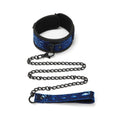 Whip Smart diamond collar and leash in blue with chain attachment, perfect for unique BDSM experiences.