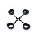 Whip Smart Diamond Hogtie Restraint Blue with four cuffs and D-ring for bondage play.