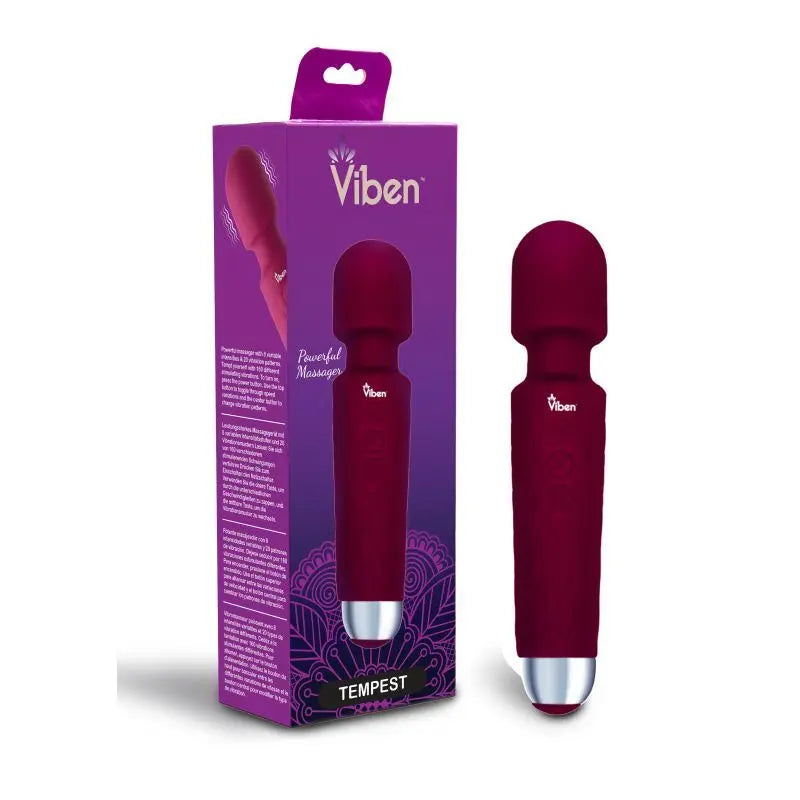 Viben Tempest Rechargeable Wand Massager Ruby Viben Discreet Intimate Essentials.