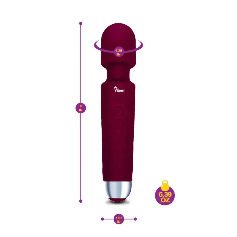 Viben Tempest Rechargeable Wand Massager Ruby Viben Discreet Intimate Essentials.