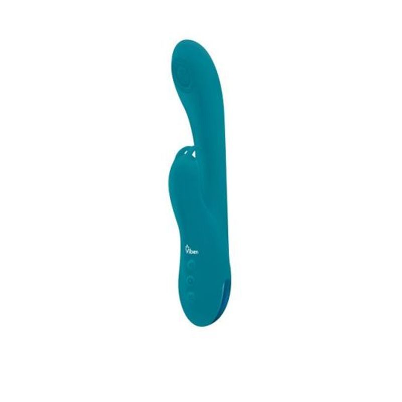 Viben Razzle Rechargeable Thumping Rabbit Ocean, a silky silicone G spot vibrator with thumping and pulsating features.