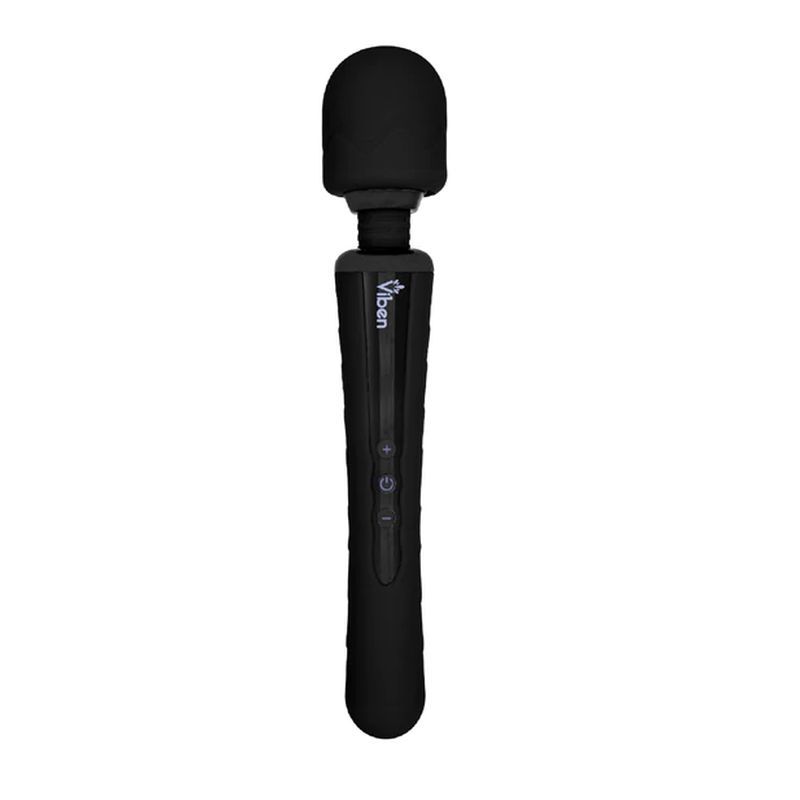 Viben Obsession Rechargeable Wand Massager Black with smooth silicone head and bendable neck for powerful massage.