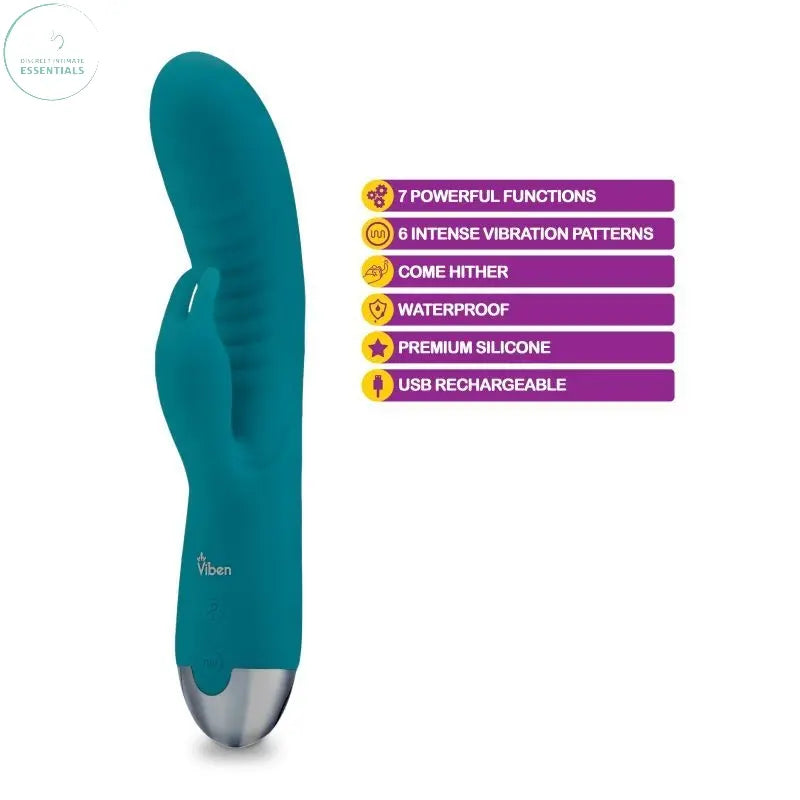 Affordable quality Viben Alluring Come Hither Rabbit Vibe Ocean  from Viben by Discreet Intimate Essentials with Discreet Delivery 