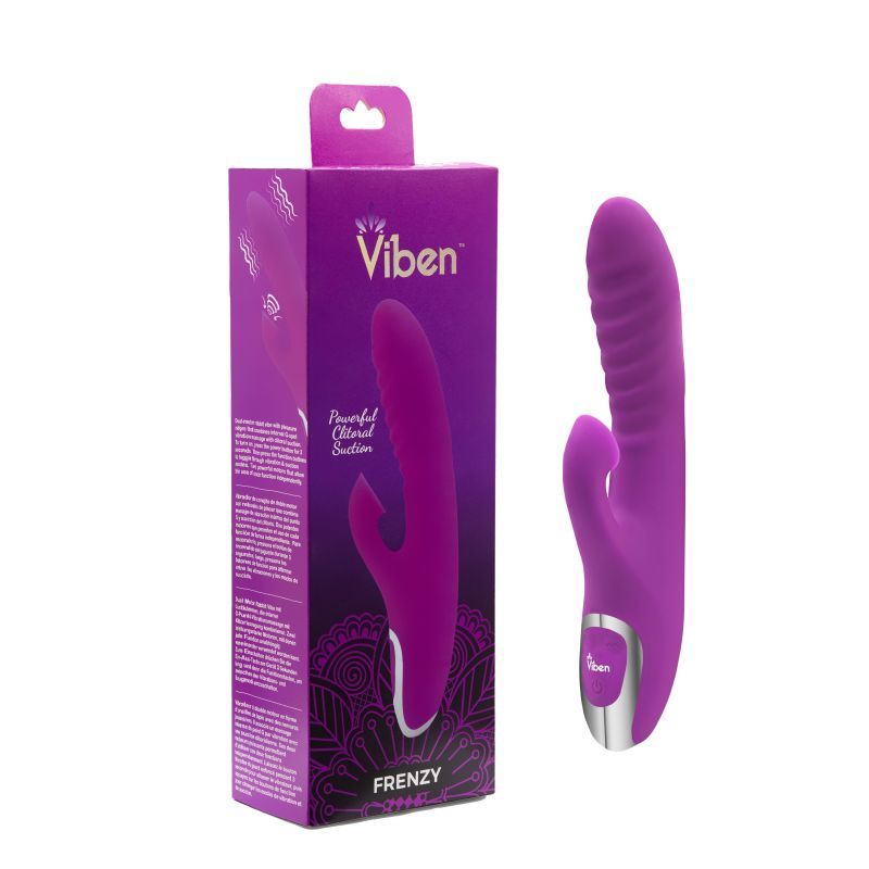 Viben Frenzy Suction Rabbit Vibe Berry with pleasure ridges and dual motors for intense stimulation.