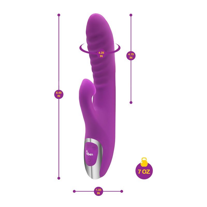 Viben Frenzy Suction Rabbit Vibe Berry with dual motor, silicone design, 12 functions, and splashproof features.