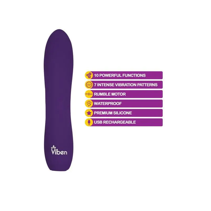 Viben Vivacious Rumble Motor Rechargeable Bullet Violet Viben Discreet Intimate Essentials.