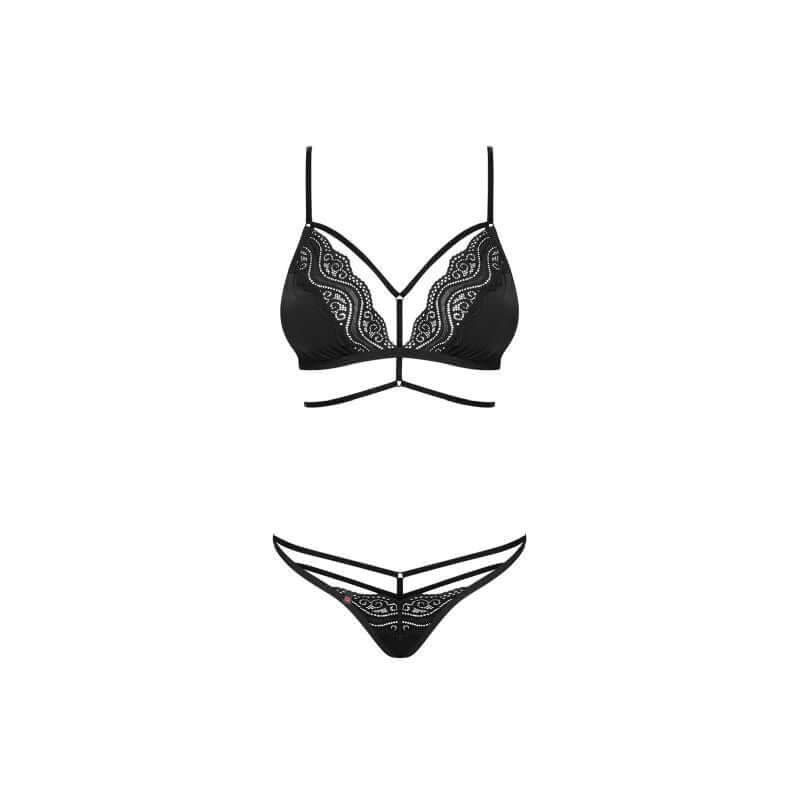 Diyosa 2 Pc Set Black sexy black lingerie set with lace detailing and classic straps, perfect for a sensual touch.