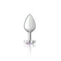 Cheeky Charms Silver Metal Butt Plug w Heart Clear Jewel Medium - heart jewel butt plug