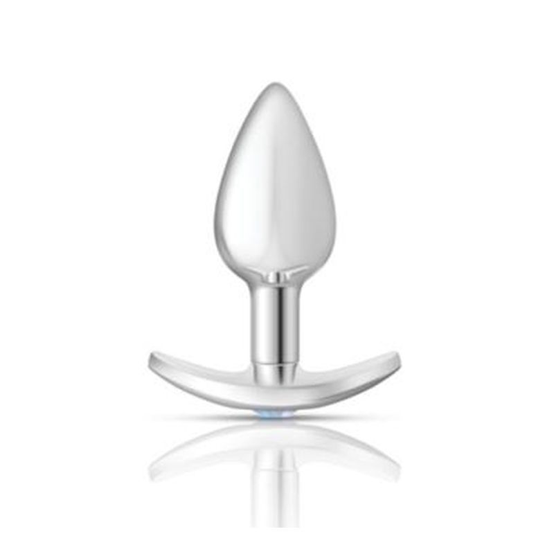 Cheeky Charms silver anchor butt plug featuring a teardrop shape and shiny finish, perfect for anal play.