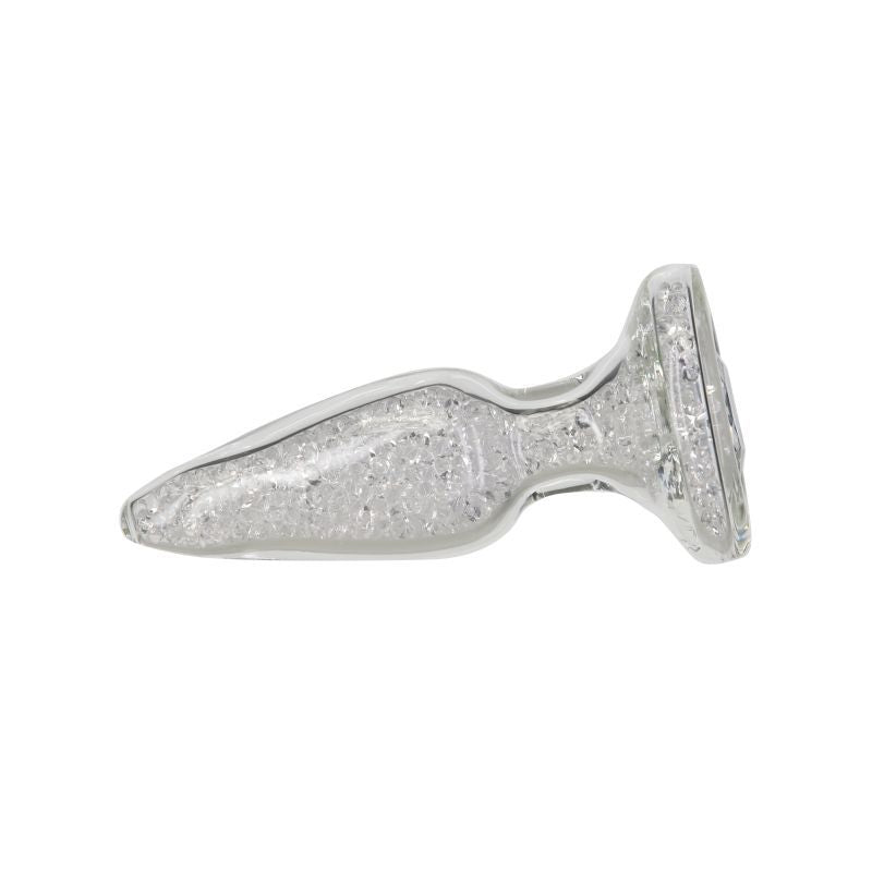 Luxurious glass anal plug featuring sparkling beads and a gem base, designed for elegance and comfort.