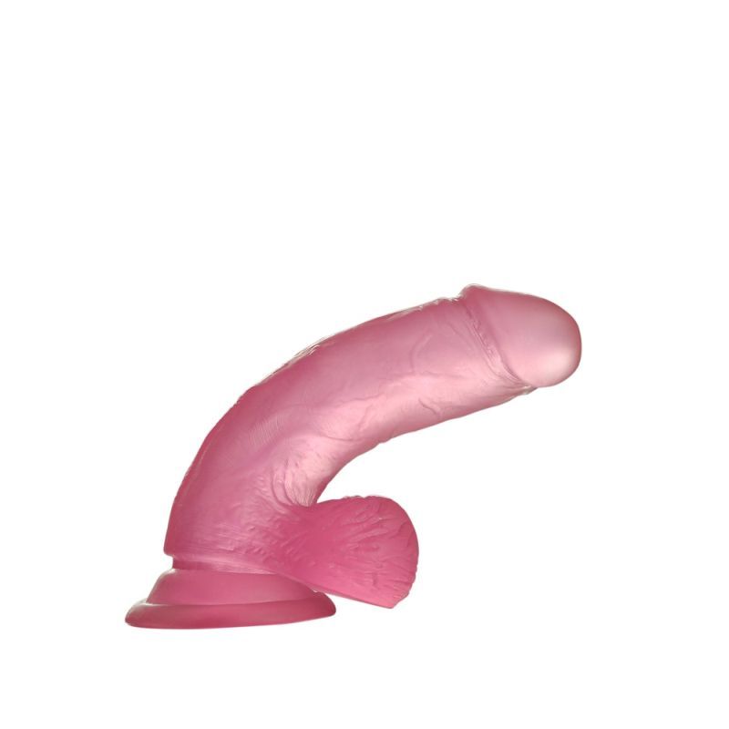 Jelly Studs 6in Crystal Dildo Small Pink with veined shaft and sucker base for intimate essentials for her.