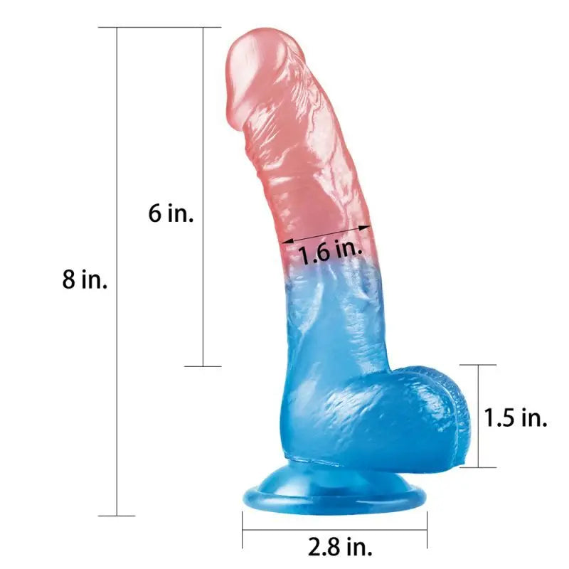 Dazzle Studs Dildo 8in Pink/Blue Lovetoy Discreet Intimate Essentials.