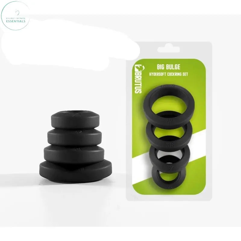 Affordable quality Brutus Big Bulge Silicone Cock Ring 4 Pc Set  from Brutus by Discreet Intimate Essentials with Discreet Delivery 
