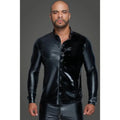 Powerwetlook PVC Long Sleeved Shirt w Button Placket Noir Discreet Intimate Essentials.