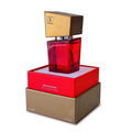 Shiatsu Pheromone Fragrance Woman Red 15ml in a stylish red and gold packaging.