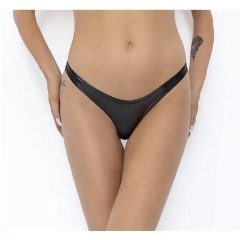 Power Wetlook Thong Noir Discreet Intimate Essentials.