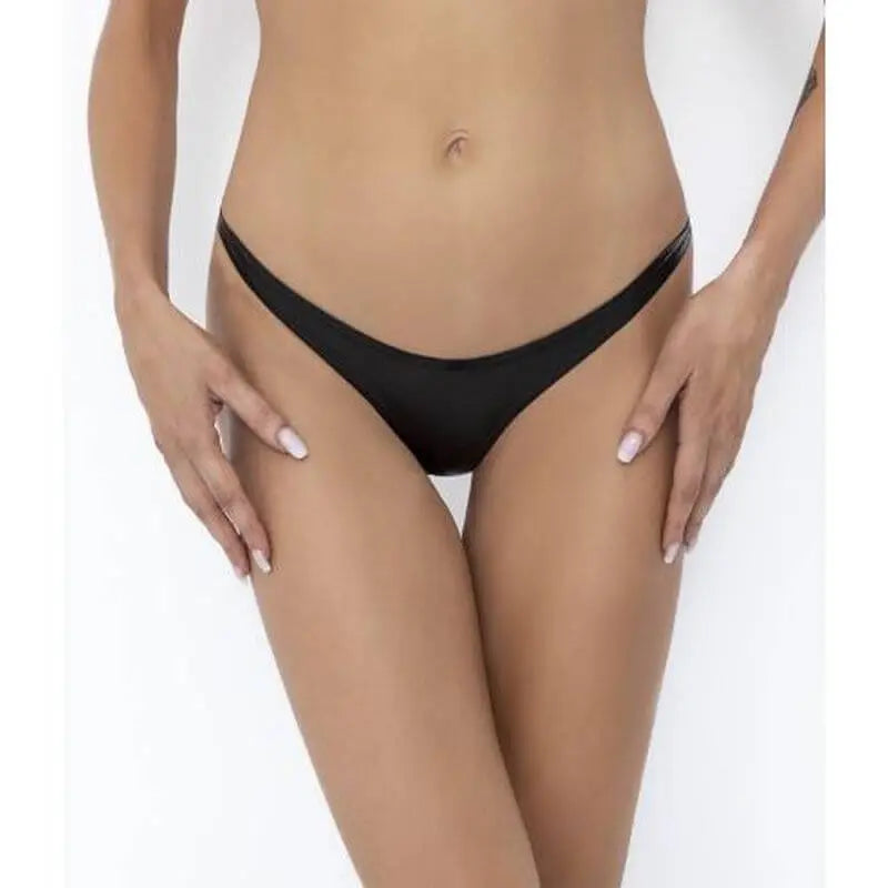 Snake Wetlook Thong Noir Discreet Intimate Essentials.