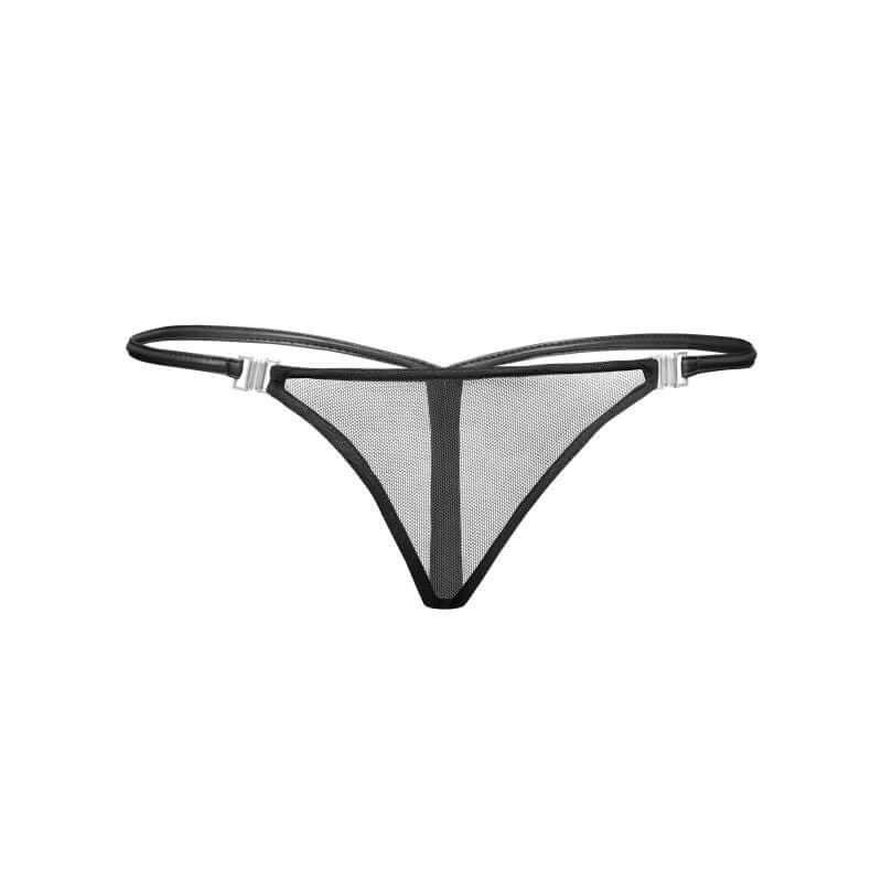 Soft tulle G-String panty with push-up effect and clasp opening on sides, made of sheer tulle mesh.