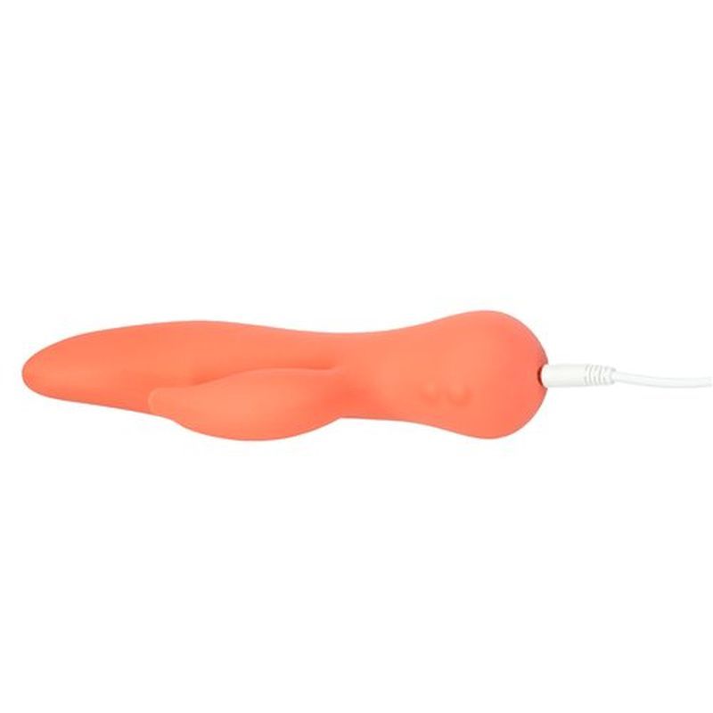 Blossom Swan dual action rabbit vibrator in orange, designed for G-Spot and clitoral stimulation.