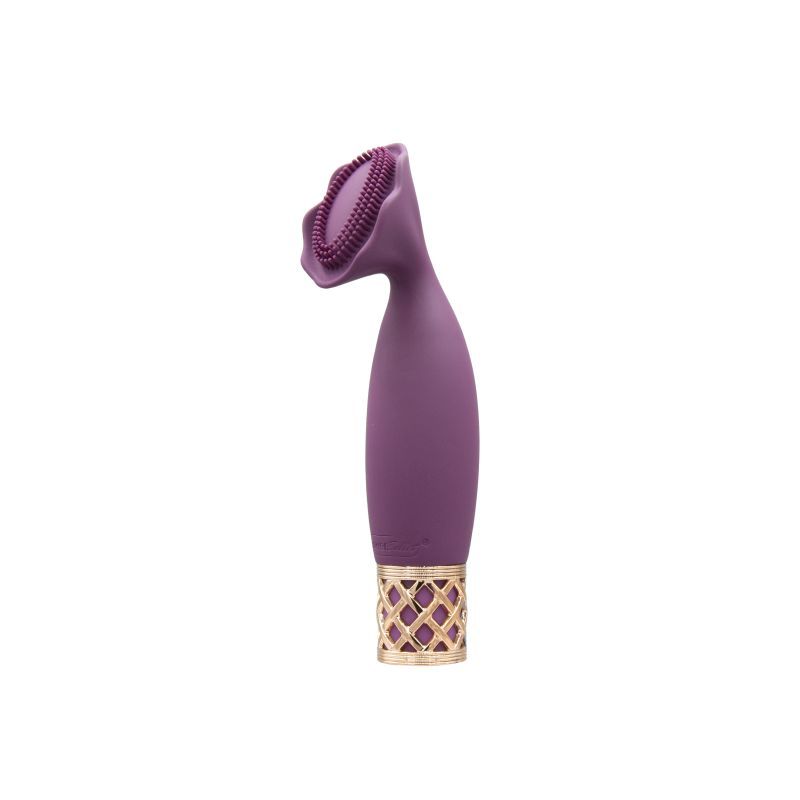 Pillow Talk Secrets Passion Massager, a purple clitoral vibrator with soft bristles for enhanced pleasure.