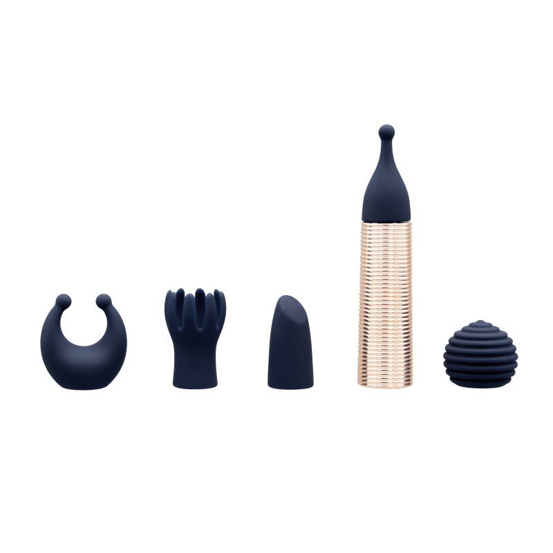 Pillow Talk 6-Piece Massager Set showing various attachments and bullet vibrator for enhanced pleasure.