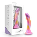 Avant Suns Out pink silicone dildo for G spot stimulation in elegant packaging.