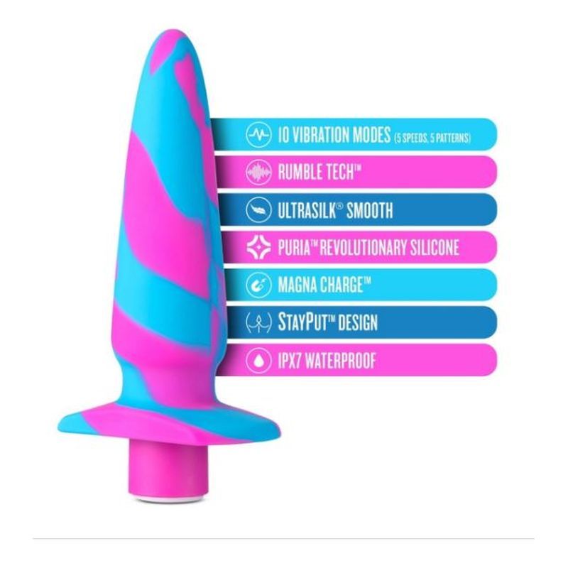Avant Vibrotize Silicone Mini Anal Vibe Fuchsia features 10 vibration modes and waterproof design, perfect silicone mini anal vibrator.