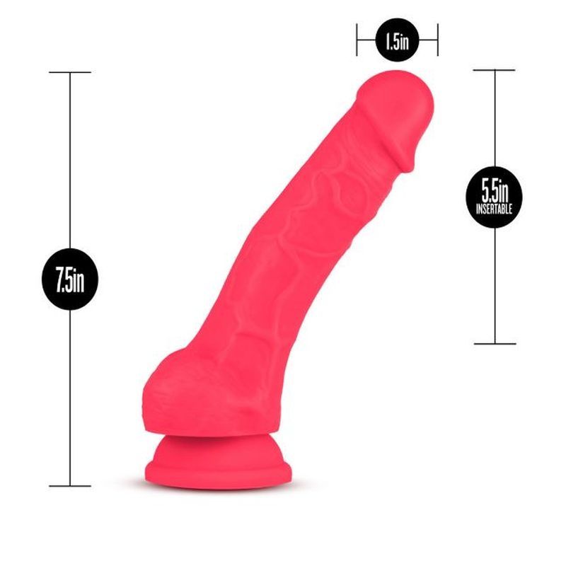 Ruse Hypnotize dildo with vibrant pink color, 7.5 inches long, featuring realistic shape and strong suction cup base.