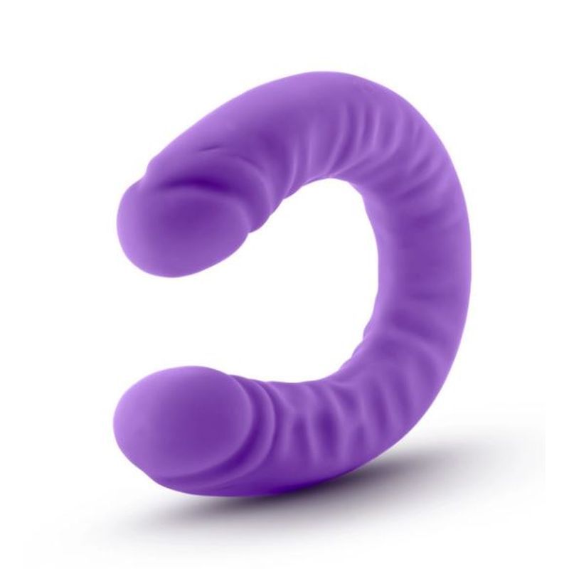 Ruse Silicone Slim 18in Purple Double Dong, a U-shaped purple silicone double dildo for adventurous pleasure.