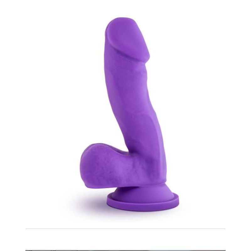 Ruse Juicy dildo in vibrant purple color, realistically shaped with suction cup base for versatile pleasure.