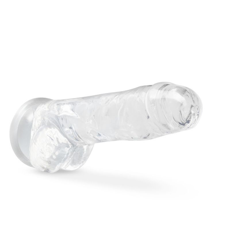 8 inch crystal dildo designed for realism with flexible, firm texture and suction cup base for versatility.
