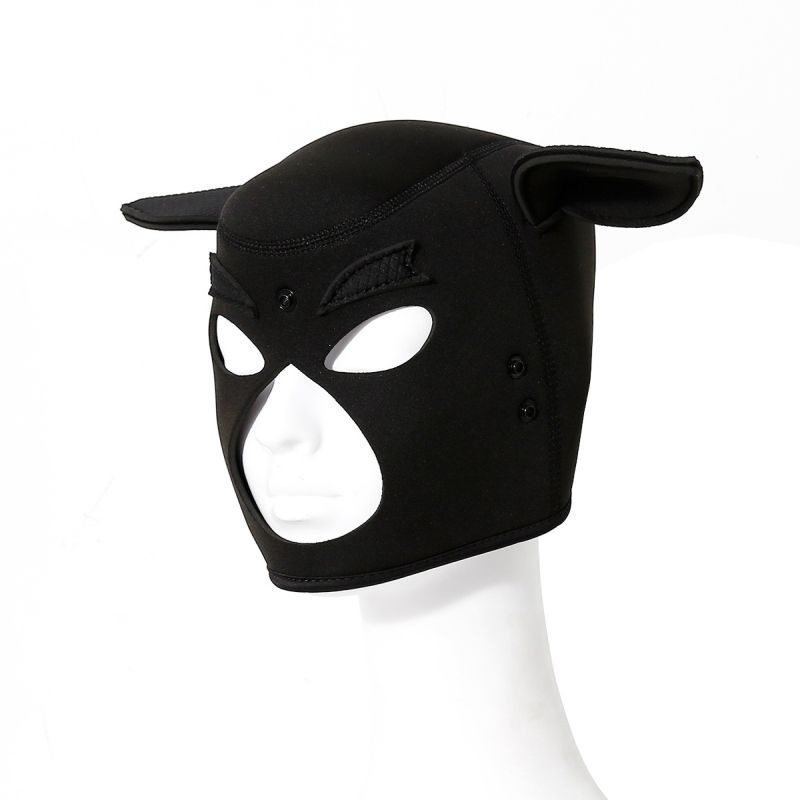 Neoprene Pig Mask Black with ears and cut out eyes for visibility, made from comfortable neoprene rubber.