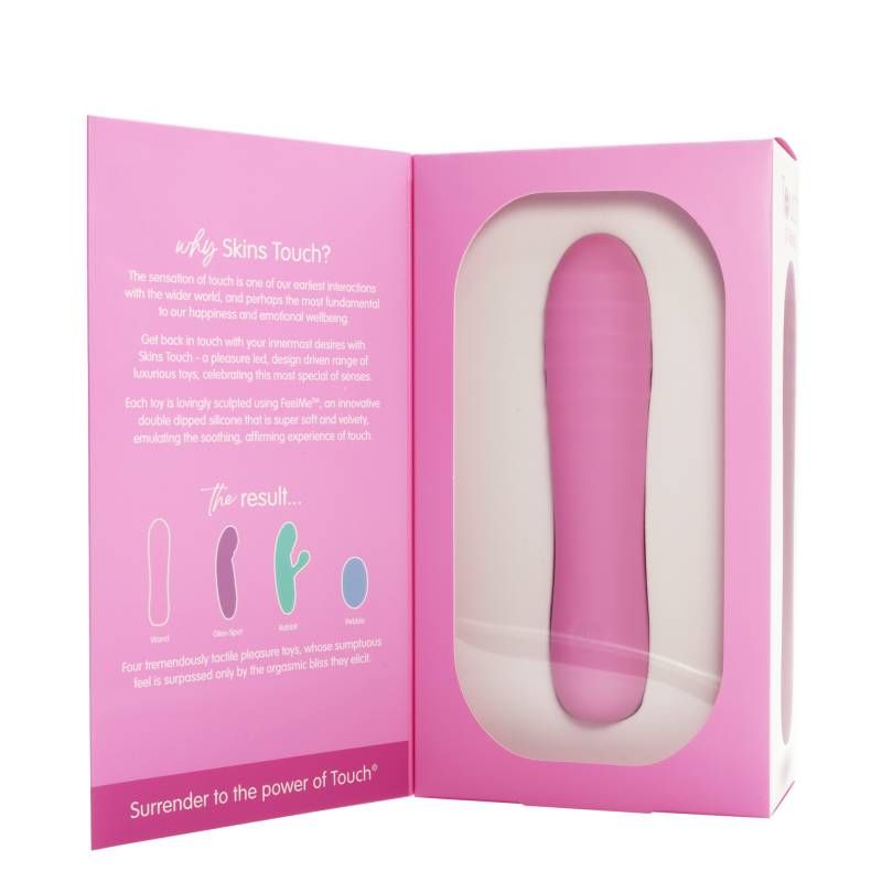 Skins Touch The Wand luxury touch stimulation toy in pink packaging, highlighting the importance of sensory interaction.