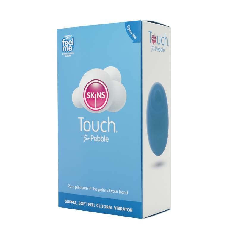 Skins Touch The Pebble box showcasing an external stimulation toy for pure pleasure and comfort.