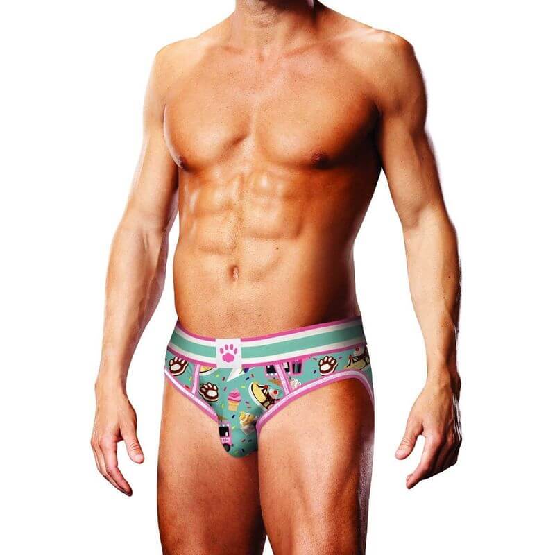 Prowler Sundae Open Brief featuring a colorful ice cream design for men, perfect intimate essentials for her.