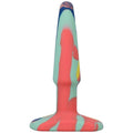 Groovy silicone anal plug 4in Sunrise with a tapered tip and wide base in colorful design, made from health-grade silicone.