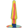 Groovy Silicone Anal Plug 5in Sunrise in vibrant multi-color design, made from health-grade silicone for safe play.